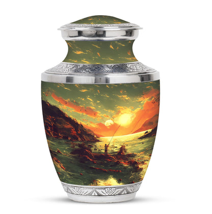 Fishing Theme Large Urn 10 Inch