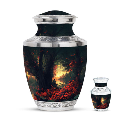 Fishing Theme Large Urn With 1 Keepsake Urn