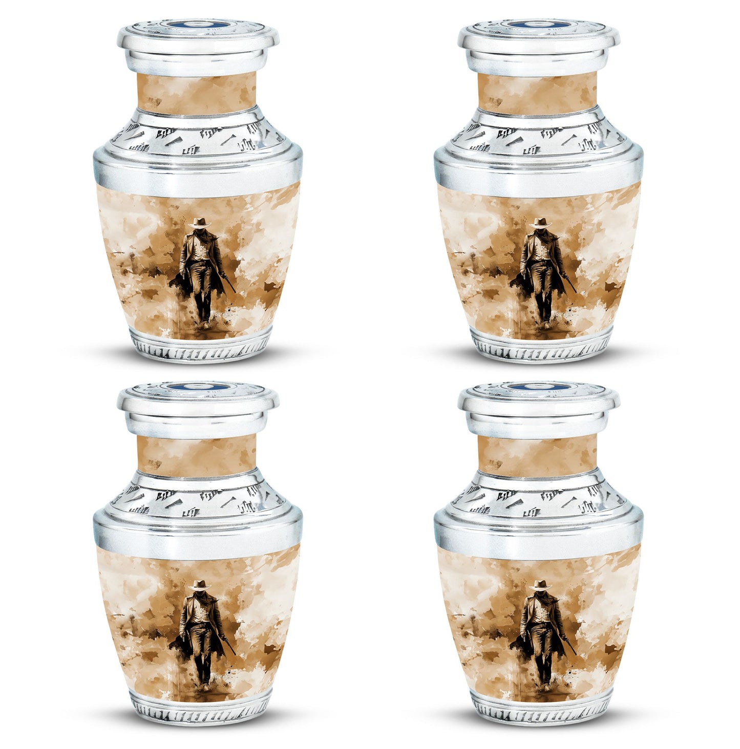 Cowboy Theme 3 Inch Keepsake Pack of 4
