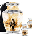 Cowboy Theme Large Urn With 2 Keepsake Urn