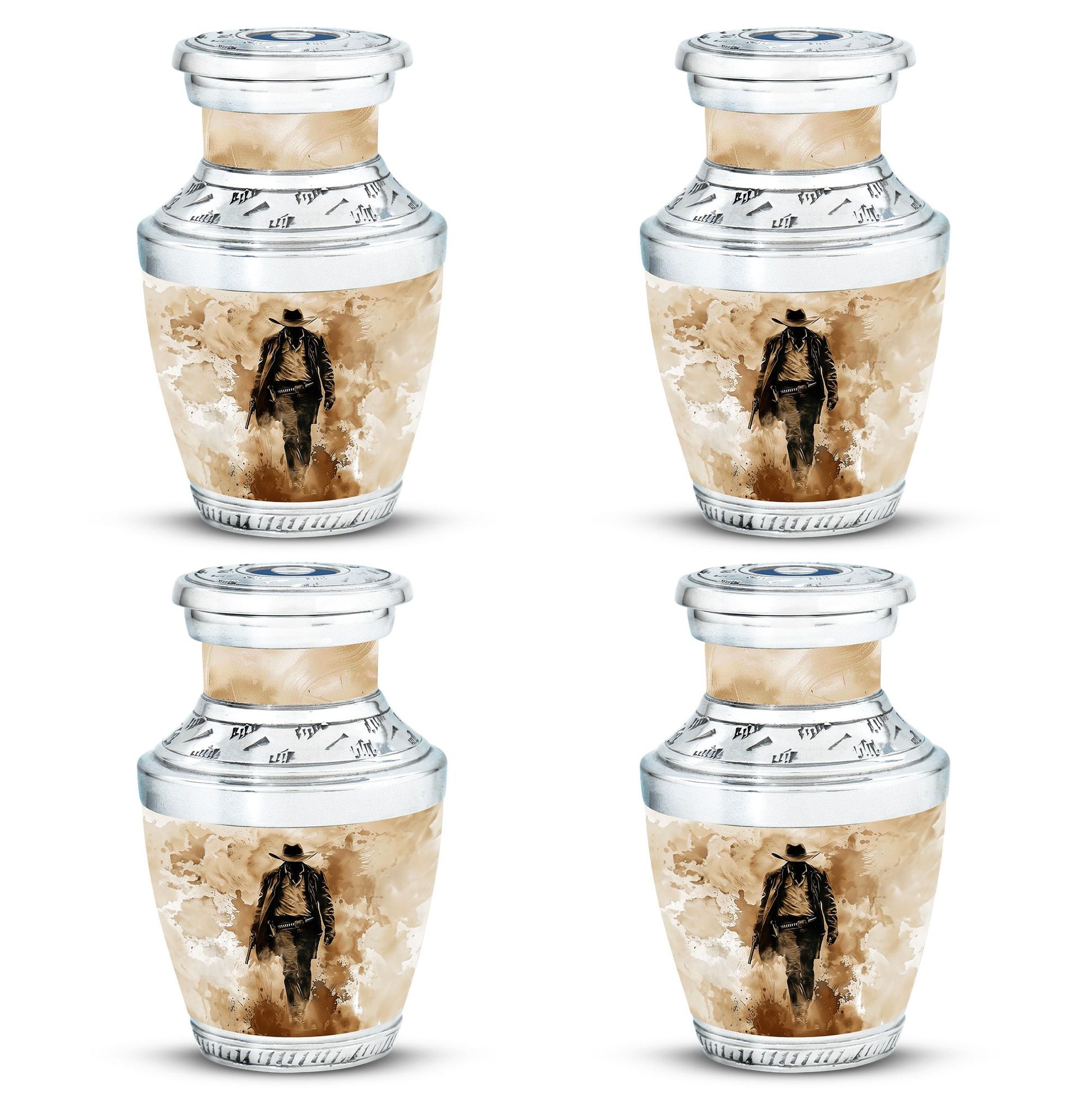 Cowboy Theme 3 Inch Keepsake Pack of 4