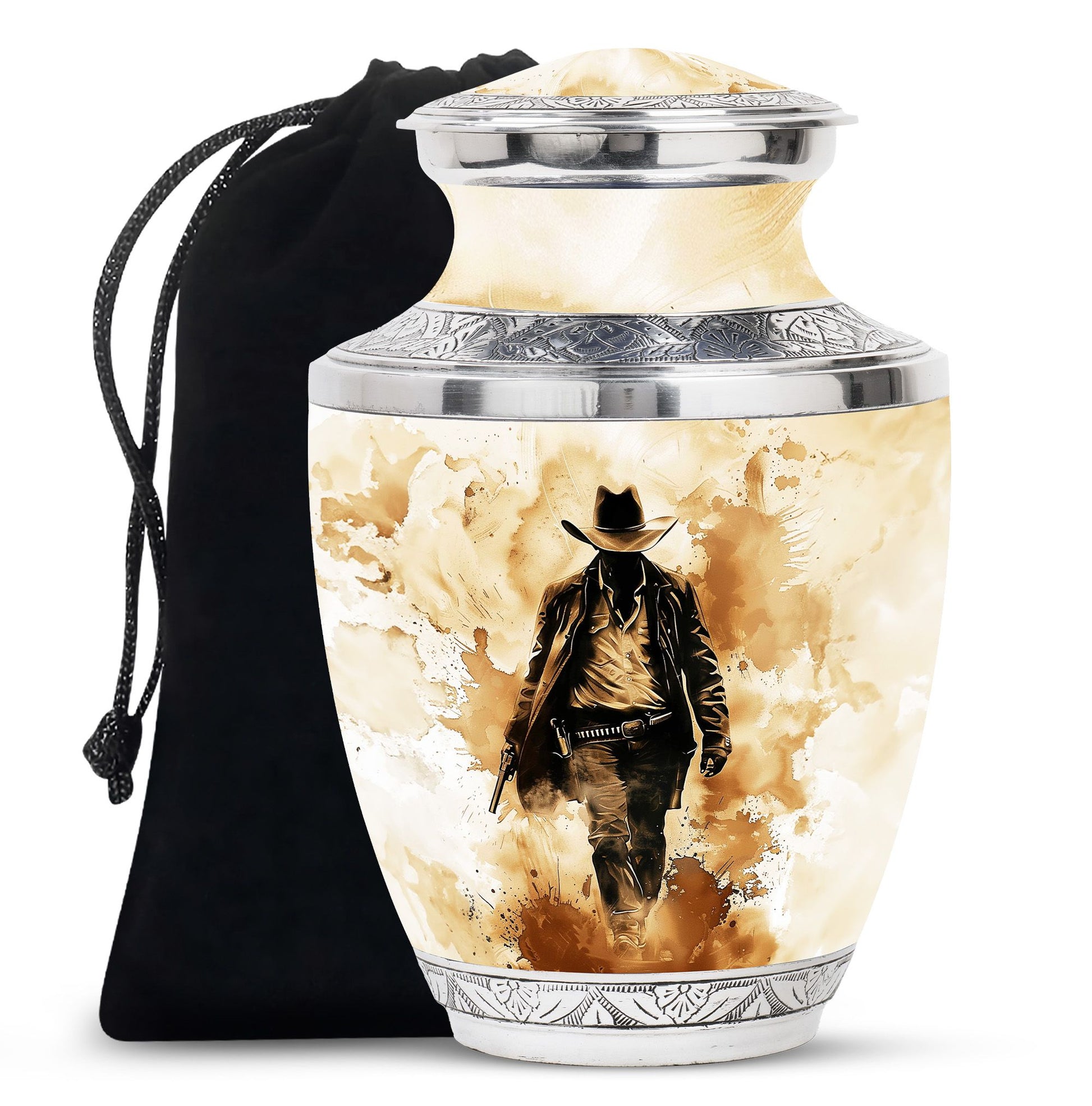 Cowboy Theme Large Urn 10 Inch