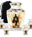 Cowboy Theme Large Urn With 4 Keepsake Urn