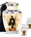 Cowboy Theme Large Urn With 2 Keepsake Urn