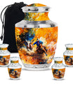 Cowboy Theme Large Urn With 4 Keepsake Urn