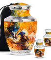 Cowboy Theme Large Urn With 2 Keepsake Urn