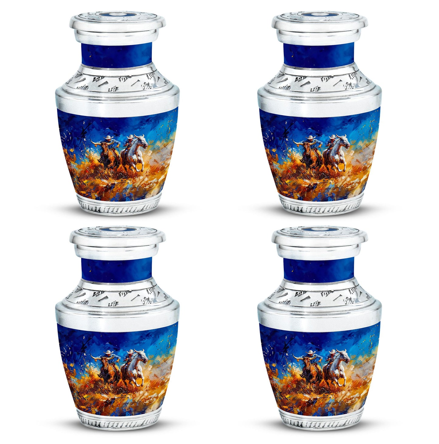 Cowboy Theme 3 Inch Keepsake Pack of 4