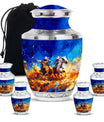 Cowboy Theme Large Urn With 4 Keepsake Urn