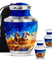 Cowboy Theme Large Urn With 2 Keepsake Urn