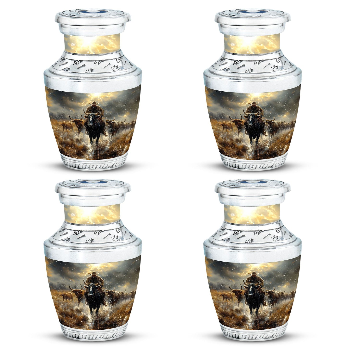 Cowboy Theme 3 Inch Keepsake Pack of 4