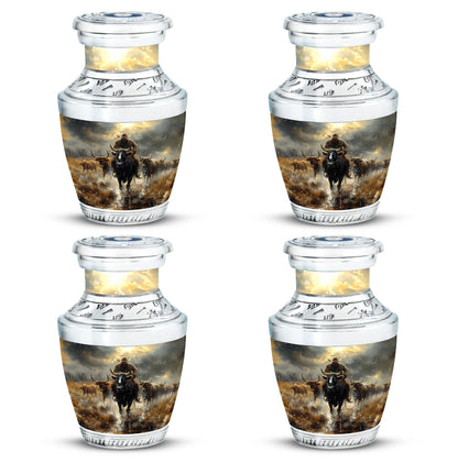 Cowboy Theme 3 Inch Keepsake Pack of 4