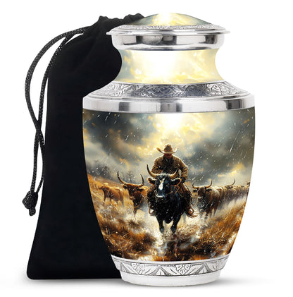 Cowboy Theme Large Urn 10 Inch