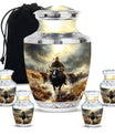 Cowboy Theme Large Urn With 4 Keepsake Urn