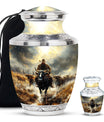 Cowboy Theme Large Urn With 1 Keepsake Urn