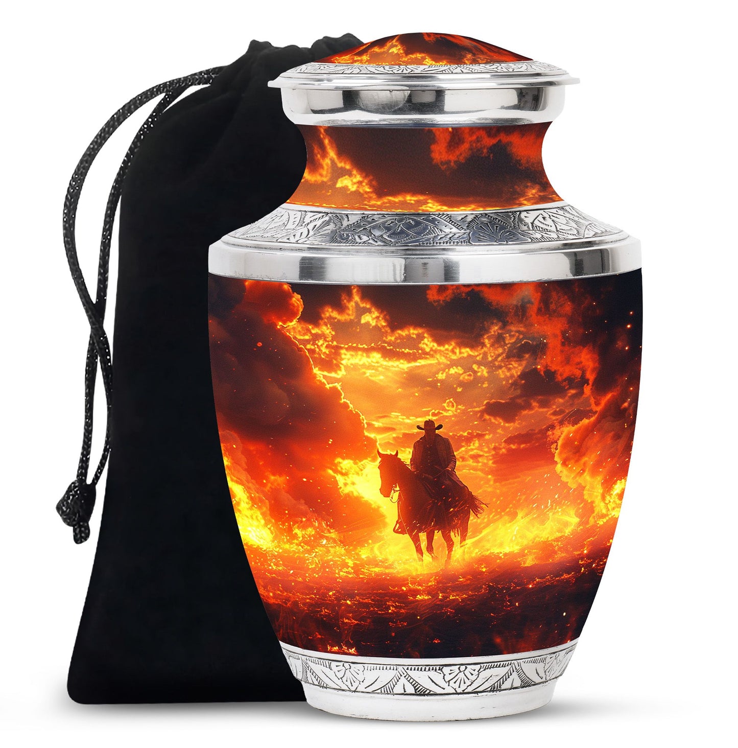 Cowboy Theme Large Urn 10 Inch