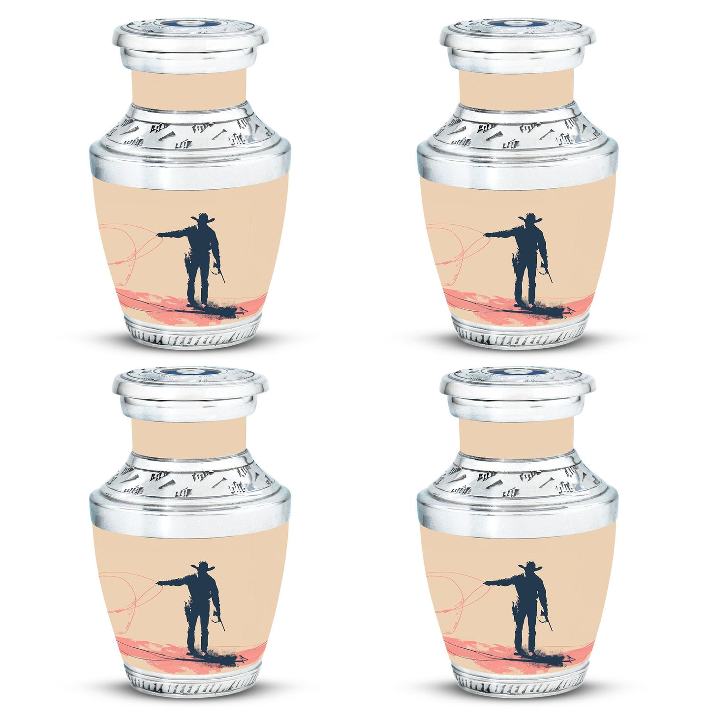 Cowboy Theme 3 Inch Keepsake Pack of 4