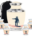 Cowboy Theme Large Urn With 4 Keepsake Urn