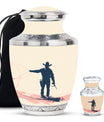 Cowboy Theme Large Urn With 1 Keepsake Urn