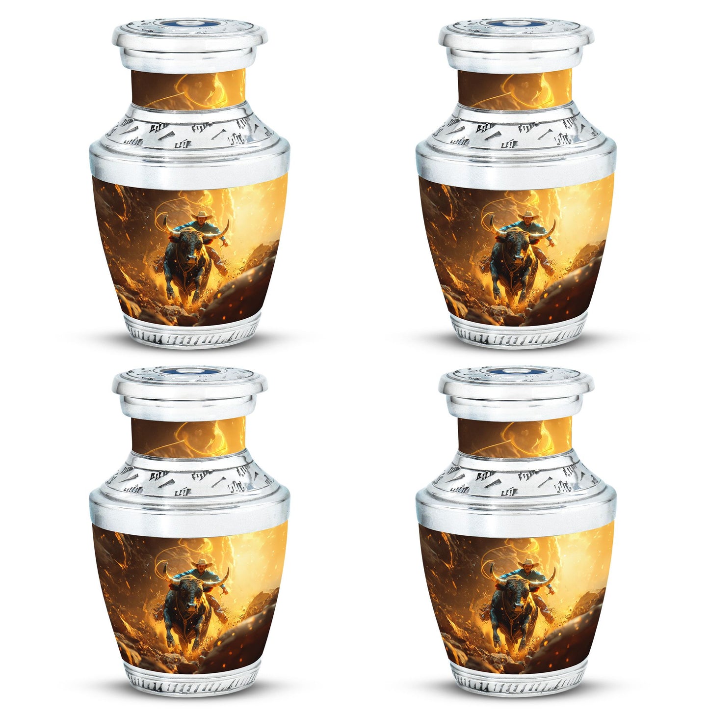 Cowboy Theme 3 Inch Keepsake Pack of 4