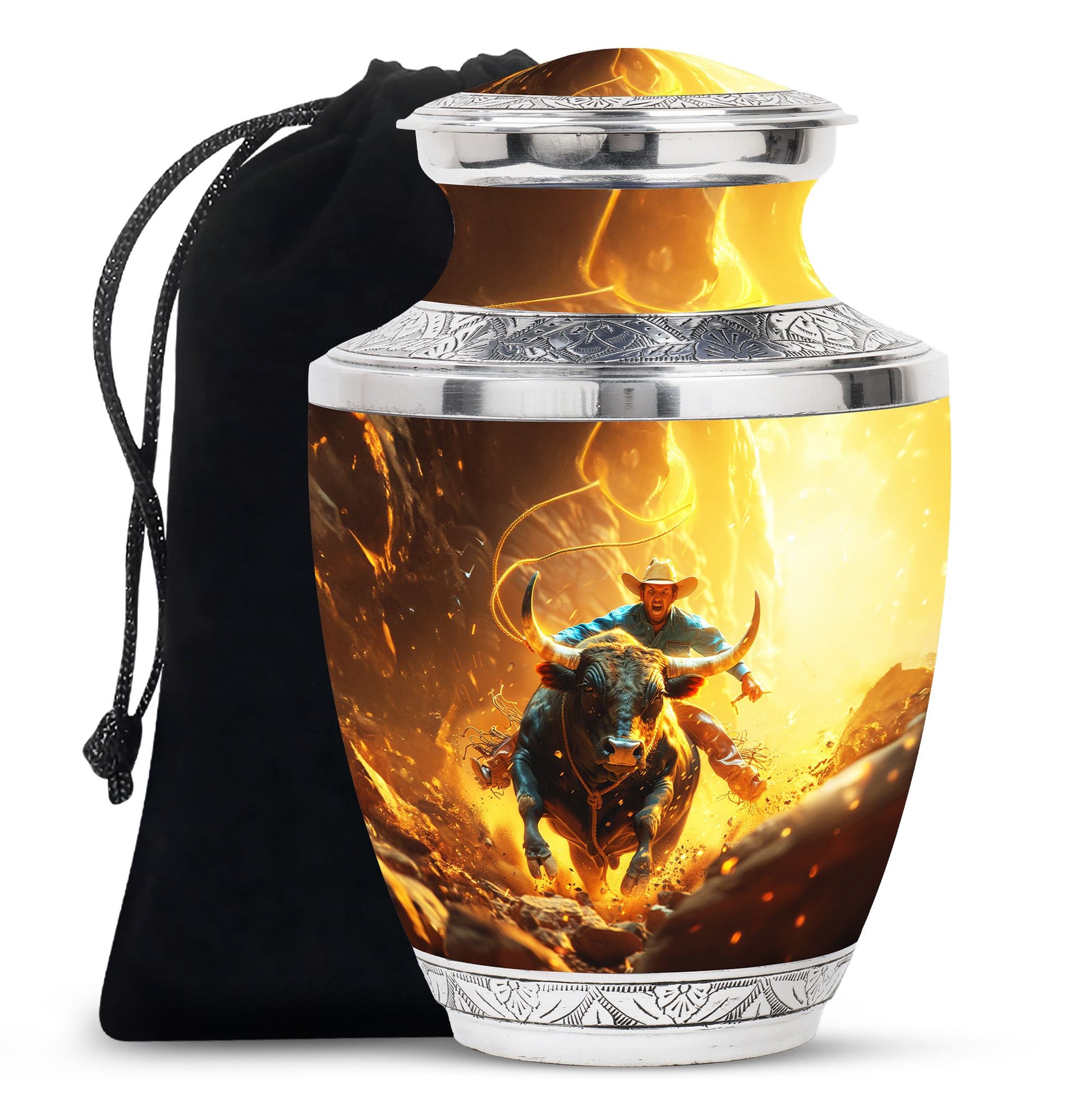 Cowboy Theme Large Urn 10 Inch