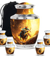 Cowboy Theme Large Urn With 4 Keepsake Urn