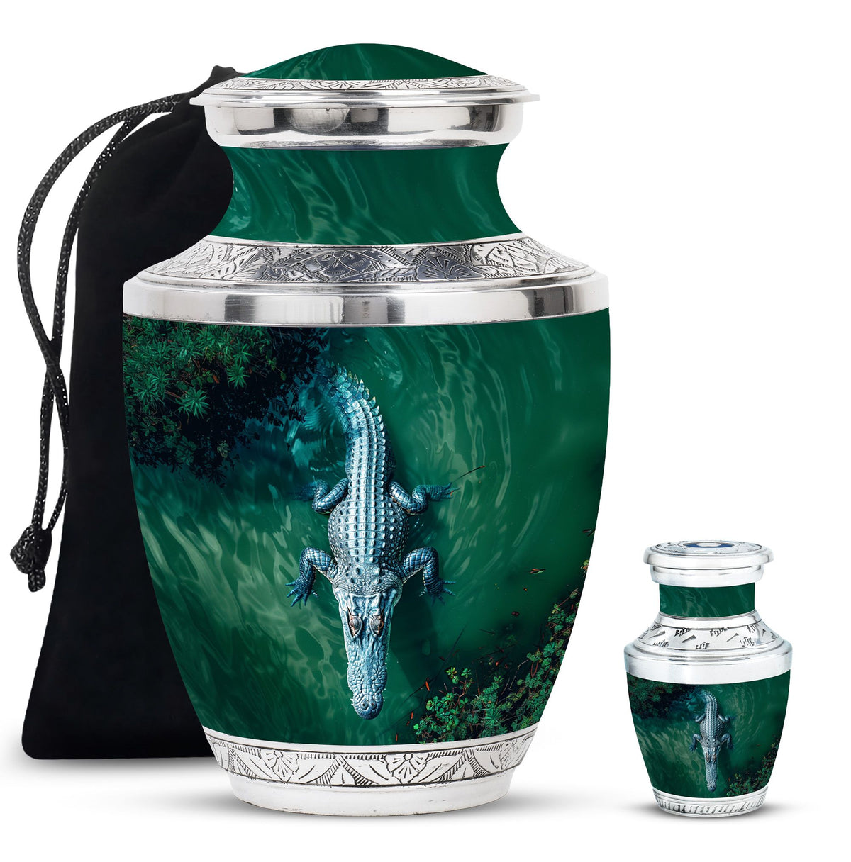 Alligator Theme Large Urn With 1 Keepsake Urn