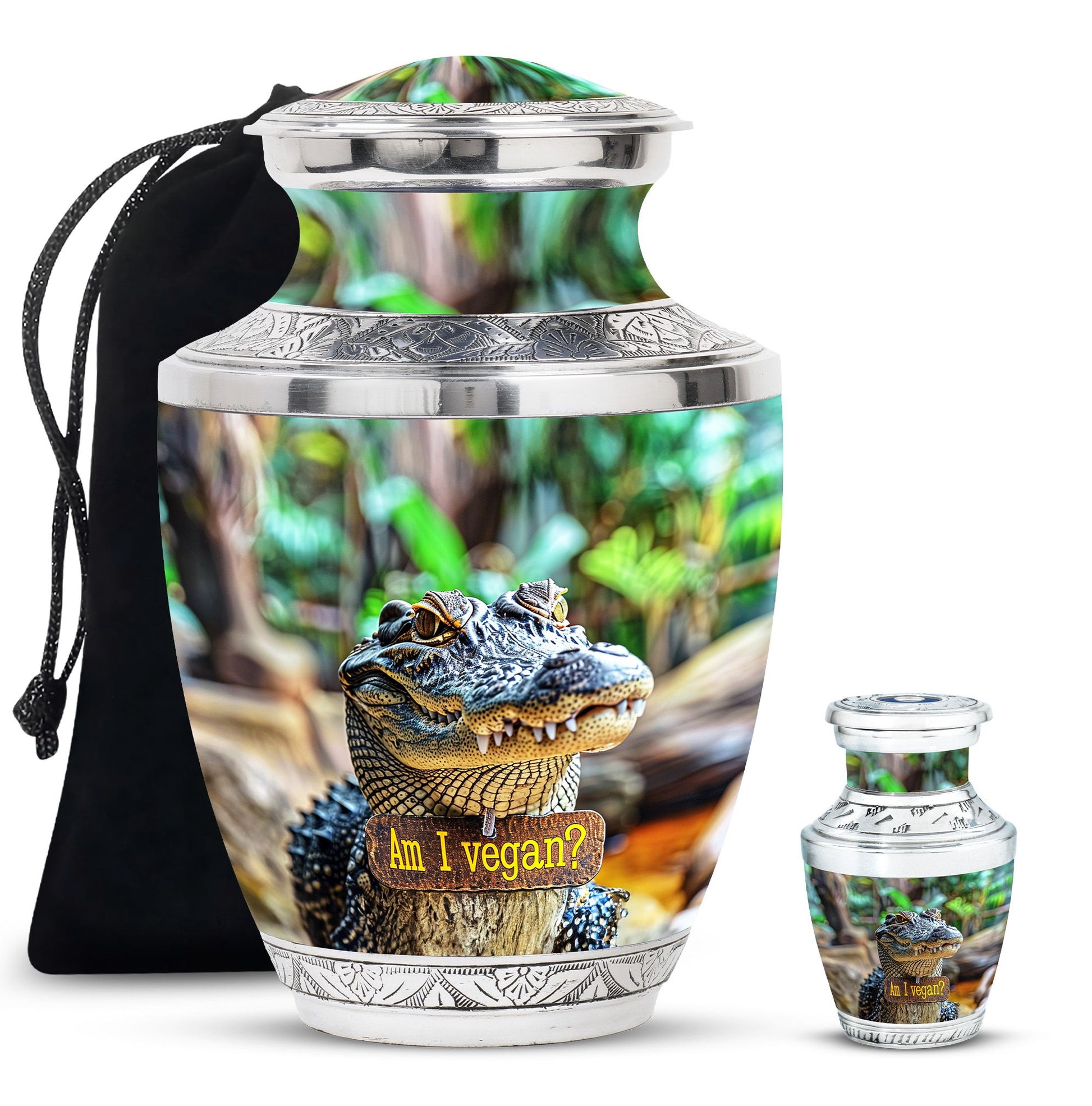 Alligator Theme Large Urn With 1 Keepsake Urn