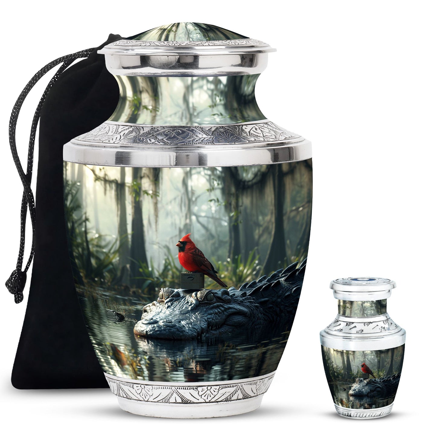 Cardinal Bird Theme Large Urn With 1 Keepsake Urn