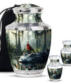 Cardinal Bird Theme Large Urn With 2 Keepsake Urn