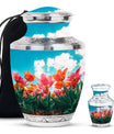 Tulip Theme Large Urn With 1 Keepsake Urn