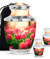 Tulip Theme Large Urn With 2 Keepsake Urn