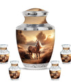 Horse Theme Large Urn With 4 Keepsake Urn