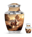 Horse Theme Large Urn With 1 Keepsake Urn