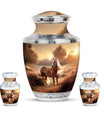 Horse Theme Large Urn With 2 Keepsake Urn