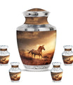 Horse Theme Large Urn With 4 Keepsake Urn