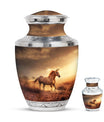 Horse Theme Large Urn With 1 Keepsake Urn