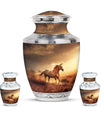 Horse Theme Large Urn With 2 Keepsake Urn