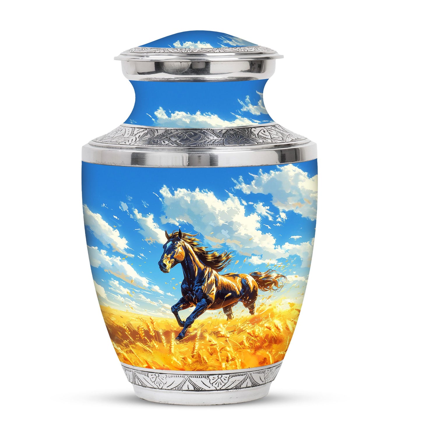 Horse Theme Large Urn 10 Inch