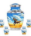 Horse Theme Large Urn With 4 Keepsake Urn