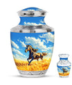 Horse Theme Large Urn With 1 Keepsake Urn