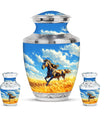 Horse Theme Large Urn With 2 Keepsake Urn