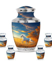 Horse Theme Large Urn With 4 Keepsake Urn