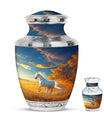 Horse Theme Large Urn With 1 Keepsake Urn