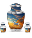 Horse Theme Large Urn With 2 Keepsake Urn