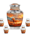 Horse Theme Large Urn With 4 Keepsake Urn