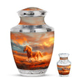 Horse Theme Large Urn With 1 Keepsake Urn