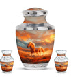 Horse Theme Large Urn With 2 Keepsake Urn