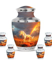 Horse Theme Large Urn With 4 Keepsake Urn