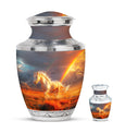 Horse Theme Large Urn With 1 Keepsake Urn