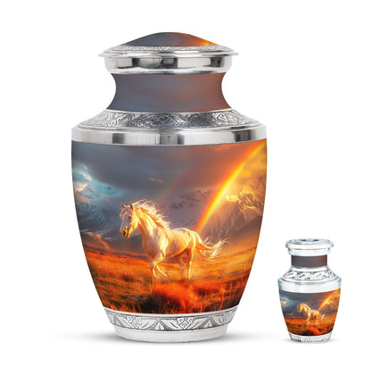 Horse Theme Large Urn With 1 Keepsake Urn